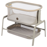 Maxi-Cosi Iora Baby Bassinets Bedside Sleeper, Portable Bassinet, Infant Bedside Sleeper Crib, Height Adjustable, Breathable Mesh, Large Storage Basket, Classic Oat